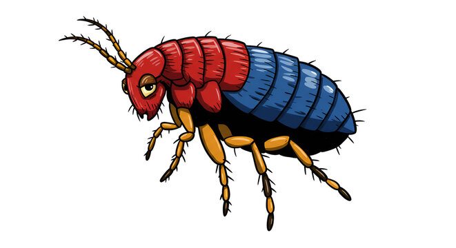 Cartoon Flea Illustration on White