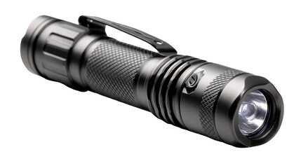  Turned-On Pocket Tactical Electric LED Mini Flashlight – Transparent Background