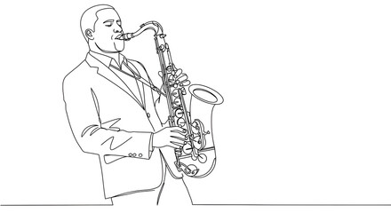 Jazz Saxophonist Continuous Line Drawing