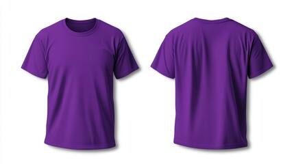 Purple t-shirt mockup, front and back view, isolated on white background. (1)