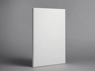 Plain white book standing on light-gray background.
