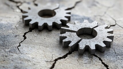 A graphic of broken gears representing a malfunctioning system