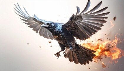 Obraz premium 飛んでいるカラス