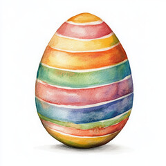 Striped egg is happy and colorful, ready for an Easter celebration