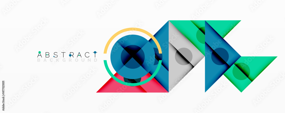 Aufkleber Modern abstract design. Geometric shapes overlap, creating vibrant colorful composition. Clean lines, dynamic visual effect.