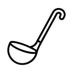 Soup ladle icon in black outline kitchen style