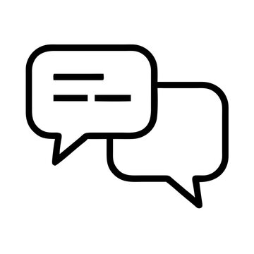 Two chat bubbles icon in black outline style