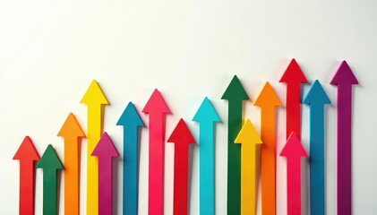 A colorful array of arrows pointing upwards, symbolizing gratitude and positive growth , abstract, vector