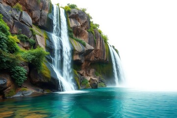 Waterfall Amidst Lush Greenery