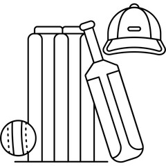 Cricket Icon � Bat, Ball, Wicket, Sports Equipment