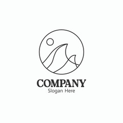Elegant Minimalist Mountain Wave Logo Design for Company Branding Identity