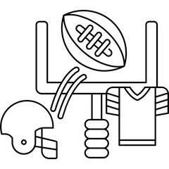 American Football Icon � Rugby Ball, Helmet, Goal Post Symbol