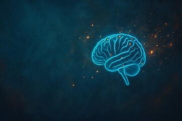 Abstract Human Brain Illustration Glowing Neon Blue Detailed Anatomy Neurological Science Medical Research Technology Innovation Futuristic Concept Digital Art Graphic Design Background Image mind    