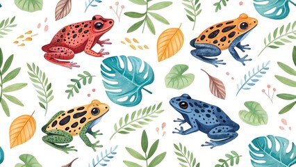 colorful watercolor seamless pattern with differen