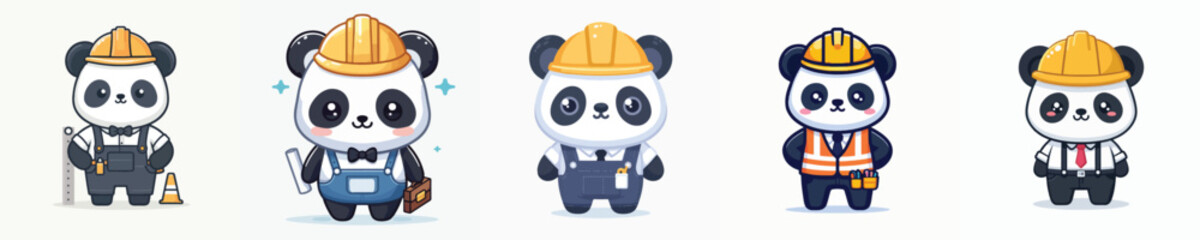 cute panda vector in architect costume