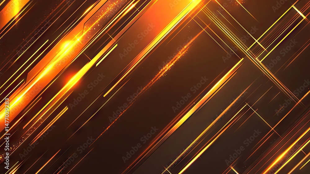 Poster dynamic abstract design with glowing orange lines.