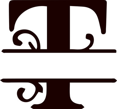Letter t split monogram svg