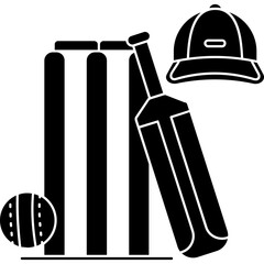 Cricket Icon � Bat, Ball, Wicket, Sports Equipment