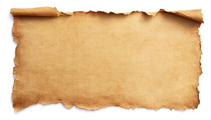 Brown parchment paper with curled charred edges, blank surface.