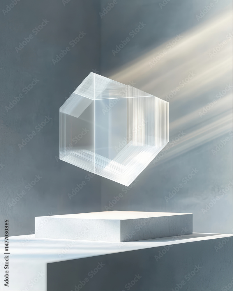 Poster perfect cube structure illuminated by soft light