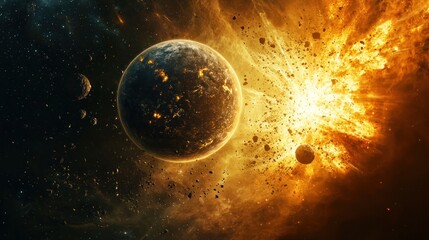 A massive space collision between two planets