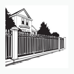 Fototapeta premium set of black and white fence