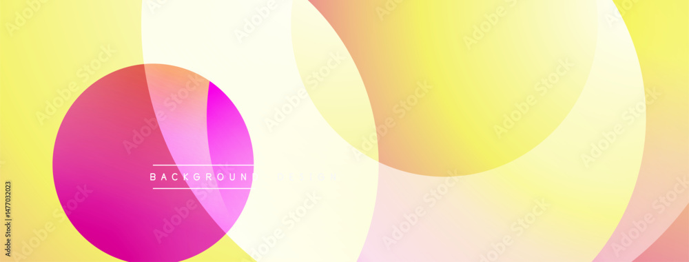 Aufkleber Abstract colorful background. Overlapping circles create soft gradients, yellow, pink hues dominate composition. Modern design element.