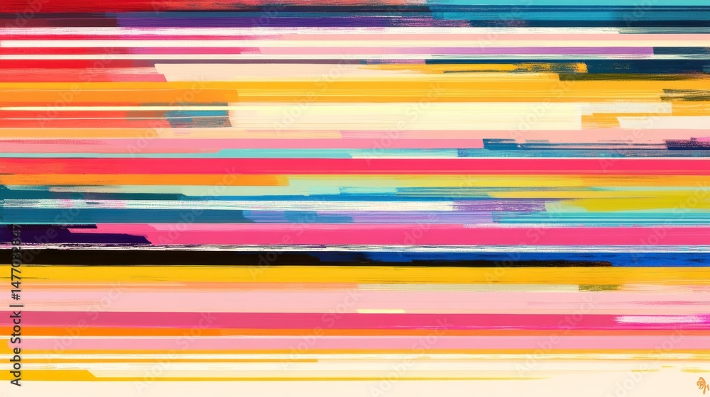 Aufkleber vibrant horizontal stripes in various colors, creating an abstract background.