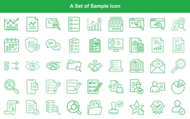 Collection of Business and Analytics Outline Icon Set Depicting Data, Growth, and Management