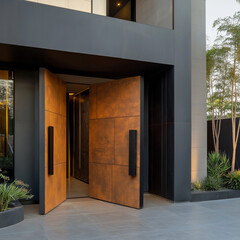 Photo of front door in up-to-date residence
