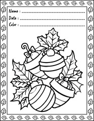 Bold and Easy Christmas Coloring Pages For Kid and adult.  
High resolution (300 DPI), 
Ready to print on standard 8.5x11 inch paper With No Bleed, 
Black and White. 
Vector illustration AI, EPS, PNG,