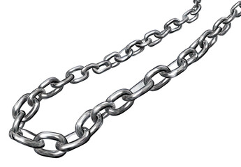 Obraz premium A Silver Chain Composed Of Linked Metal Rings Lies In A Diagonal Position Against A Transparent Background The Chain Is A Symbol Of Strength And Connection