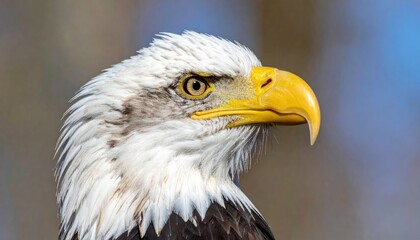 Obraz premium Close-Up Portrait of Majestic Bald Eagle in Vivid Detail Captured Outdoors
