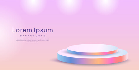 3D pastel-colored podium with soft gradient lighting and spotlight effect. Great for product mockups, branding presentation, cosmetic promotions, and elegant minimalist backgrounds.