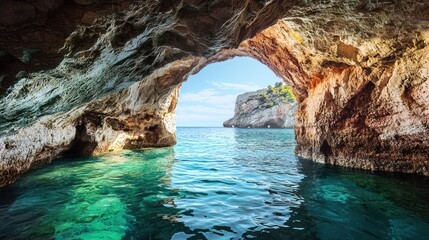 A mysterious underwater cave with hidden passages