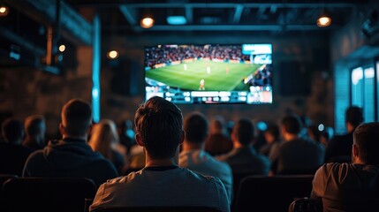 A packed sports bar with fans watching a live match