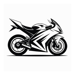 Bold Vector Illustration of a Sport Motorcycle in Black and White.