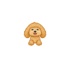 A cute, fluffy cartoon dog with big eyes and a happy expression, suitable for children's illustrations, pet themes, or decorative purposes. Cheerful character with playful appeal.