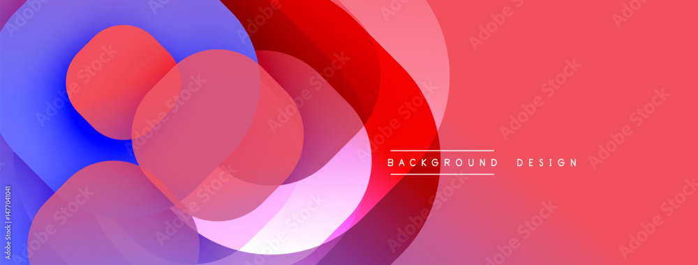 Poster abstract fluid shapes overlap, creating vibrant red, blue, pink gradients. modern design element for