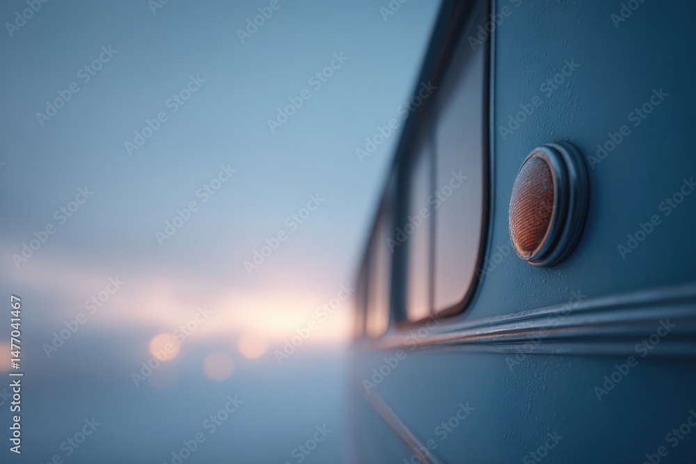 Poster close-up of old bus showcasing its weathered details background blurred to enhance focus with ample 