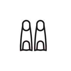 Flippers icon vector. Linear style sign for mobile concept and web design. Flippers symbol illustration. Pixel vector graphics - Vector.
