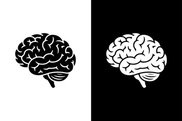 Stylized Brain Silhouette Monochrome Vector Icon for Medical Use.