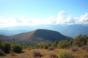 Landscape View with Hill and Clouds