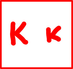 kappa physics symbol in doodle style, red physics symbol hand drawn