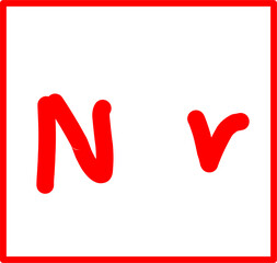 physics symbol nu in doodle style, red physics symbol hand drawn