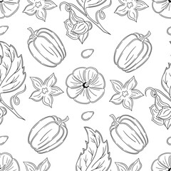 Pattern for textile or kitchen in hand draw style. Monochrome pattern