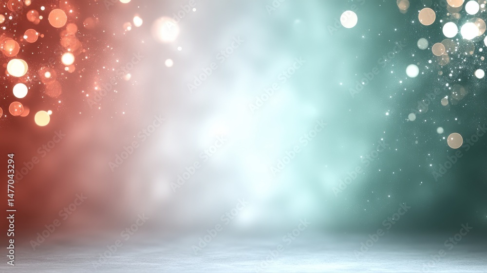 Poster festive gradient background with sparkling bokeh and glitter festive abstract background red teal ai