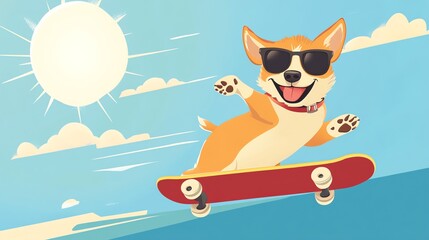 A cheerful dog sports sunglasses and a t-shirt emblazoned with the letter ?R,? creating a playful and slightly humorous image.