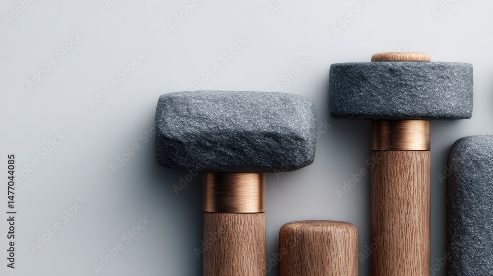 Poster collection of mining tools isolated on clean white background provides ample copy space focusing on 