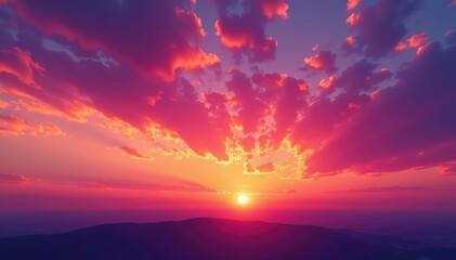 Obraz premium Vibrant sunset hues paint the sky with streaks of orange, pink, and purple , texture, meteorology